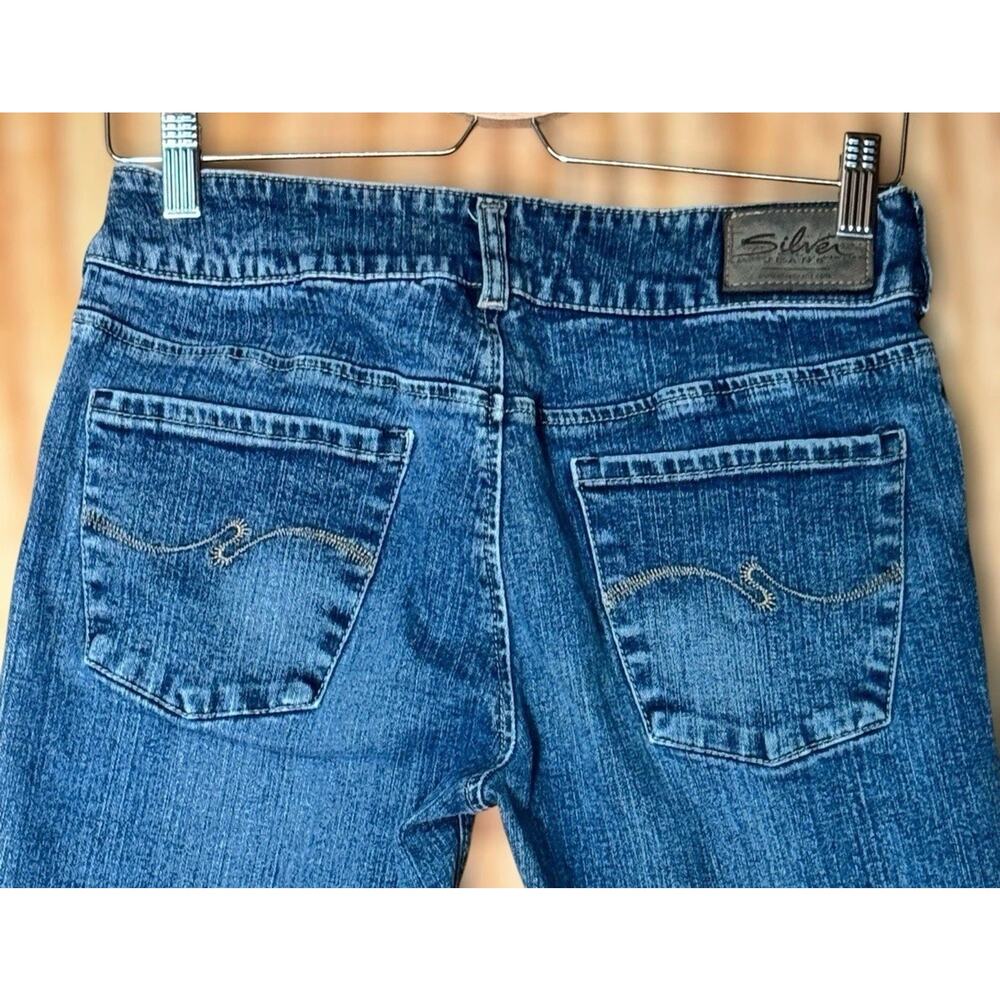 Y2K Silver Jeans Womens Size 29 Low Rise Dark Wash Bootcut Flare Denim Stretch - Picture 7 of 12